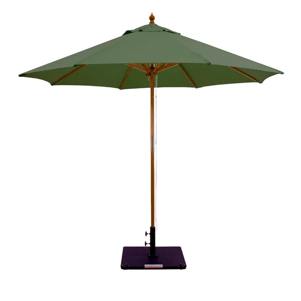 Galtech 9 Ft. Octagonal Hardwood Patio Market Umbrella W/ Pulley - Dark Wood W/ Sunbrella Canvas Forest Green Canopy