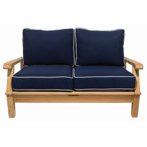 Miami Teak Loveseat in Canvas Navy by Royal Teak Collection