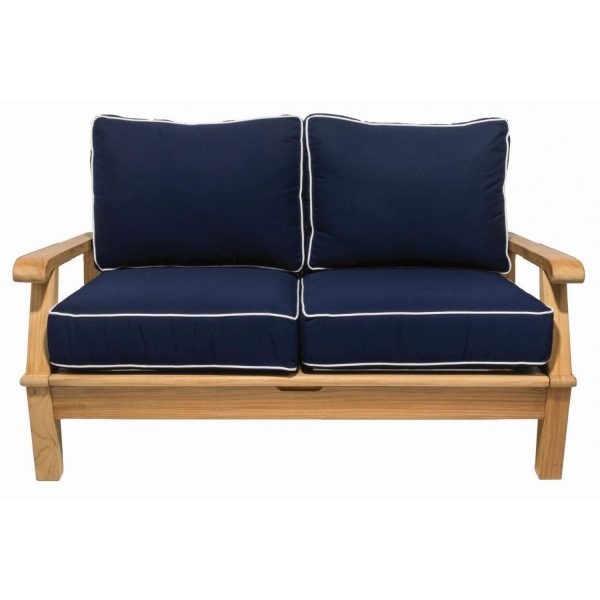 Miami Teak Loveseat in Canvas Navy by Royal Teak Collection