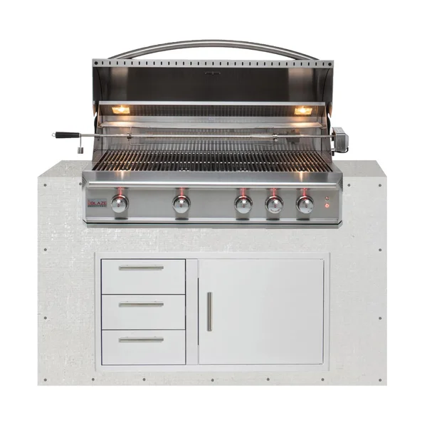 BBQGuys Signature 60-Inch Ready for Finish Outdoor Kitchen Module w/ Blaze Professional LUX 44-Inch Natural Gas Grill & Triple Drawer & Door Combo