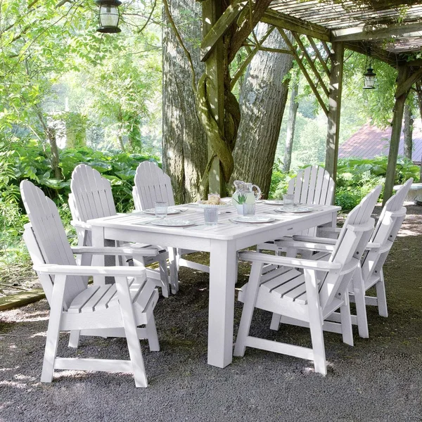 Dream Bay 7 Pc Recycled Plastic Rectangular Dining Set in White by Lakeview Outdoor Designs
