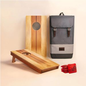 Elakai 1x2 Woody Compact Travel Cornhole Boards with Mount Elakai & Herringbone Travel-Size Cornhole Bags - EGCH12P-05