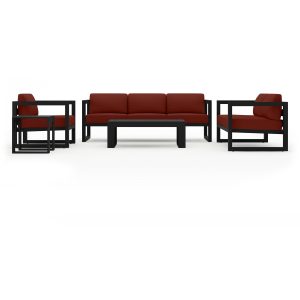 Misty Cove 5 Pc Aluminum Seating Set w/ Sofa in Black/Canvas Henna by Lakeview Outdoor Designs