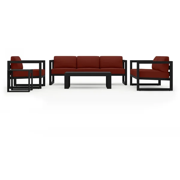 Misty Cove 5 Pc Aluminum Seating Set w/ Sofa in Black/Canvas Henna by Lakeview Outdoor Designs