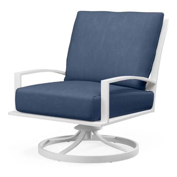 Bristol Aluminum Swivel Club Chair in Satin White/Spectrum Indigo by Sunset West