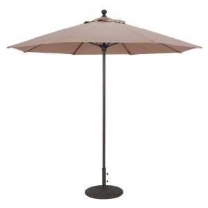 Galtech 9 Ft. Octagonal Aluminum Patio Market Umbrella W/ Push Lift - Black Frame W/ Sunbrella Canvas Camel Canopy