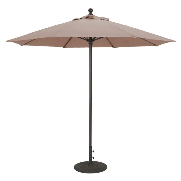 Galtech 9 Ft. Octagonal Aluminum Patio Market Umbrella W/ Push Lift - Black Frame W/ Sunbrella Canvas Camel Canopy
