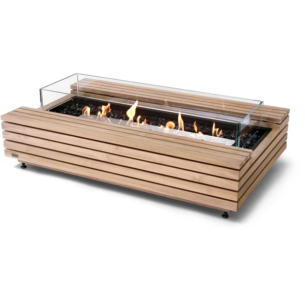 Cosmo 50 Inch Rectangular Teak Ethanol Fire Pit Table in Wood by EcoSmart Fire
