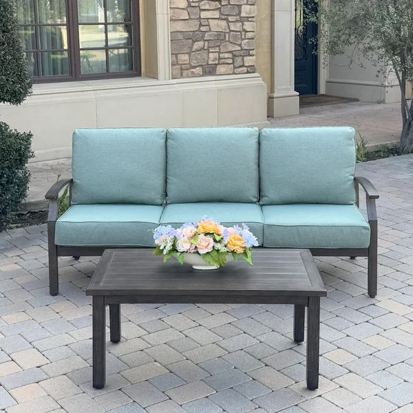 Atlantis 2 Pc Aluminum Seating Set in Walnut/Spa by Darlee