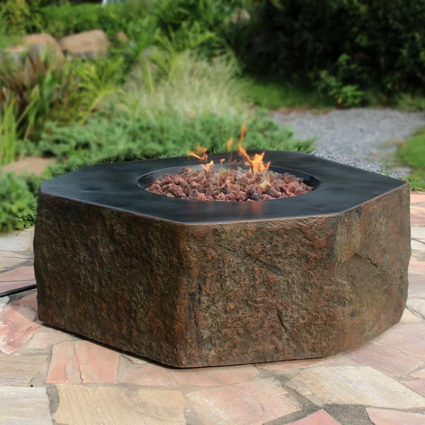 Ellenwood 42 Inch Other GFRC Natural Gas Fire Pit Table in Brown by Lakeview Outdoor Designs