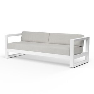 Newport Aluminum Sofa in Frost/Cast Silver by Sunset West