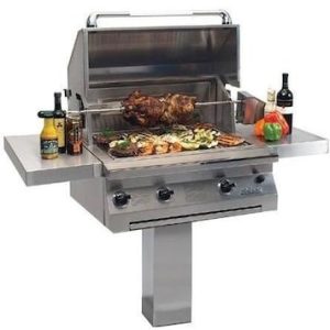 Solaire 30 Inch InfraVection Natural Gas Grill With Rotisserie On In-Ground Post - SOL-AGBQ-30VI-IGP-NG