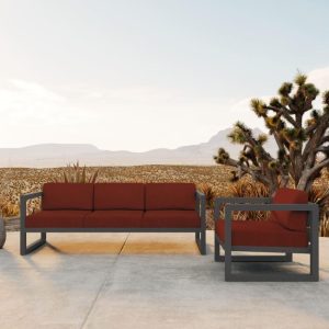 Misty Cove 2 Pc Aluminum Seating Set in Slate/Canvas Henna by Lakeview Outdoor Designs