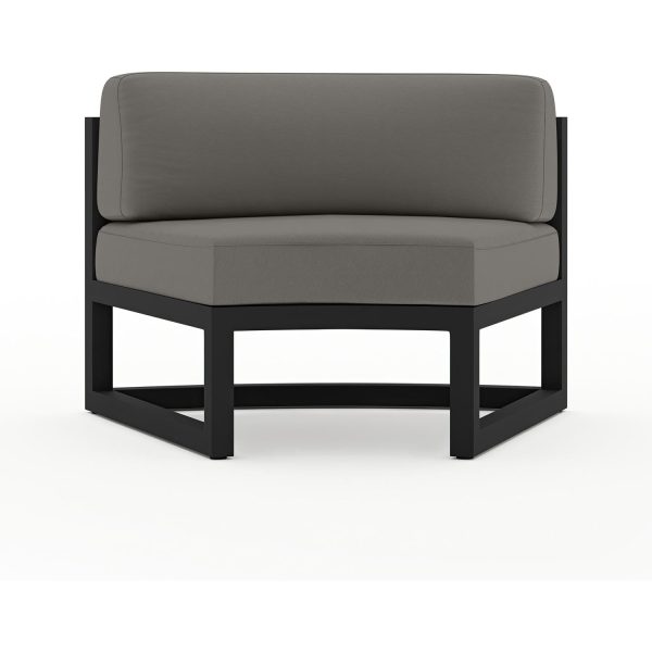 Misty Cove Aluminum Curve Seat - Set of 2 in Black/Canvas Charcoal by Lakeview Outdoor Designs