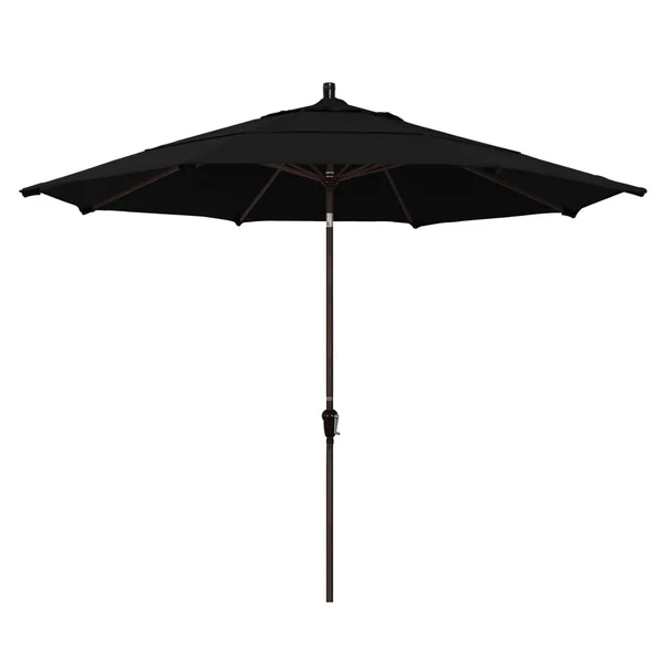 California Umbrella 11 Ft. Octagonal Aluminum Auto Tilt Patio Umbrella W/ Crank Lift & Aluminum Ribs - Bronze Frame / Sunbrella Canvas Black Canopy
