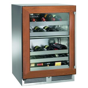 Perlick 24-Inch Signature Series Stainless Steel Panel Ready Glass Door Outdoor Dual Zone Wine Reserve - Left Hinged - HP24DO-4-4L