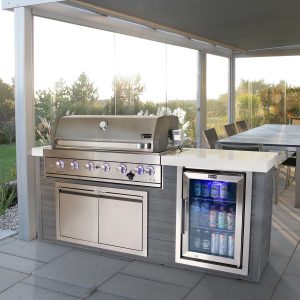 Mont Alpi Artwood 6.5 Ft Natural Gas Outdoor Kitchen Island w/ 6-Burner Grill - MA805-AW