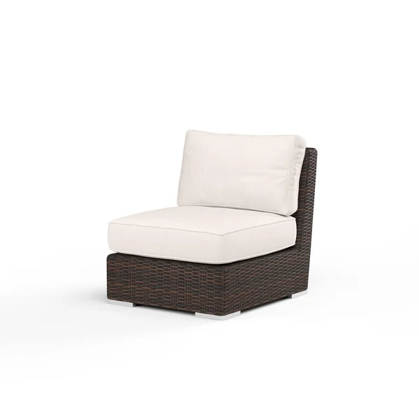Montecito Wicker Patio Armless Club Chair in Canvas Natural w/ Self Welt By Sunset West