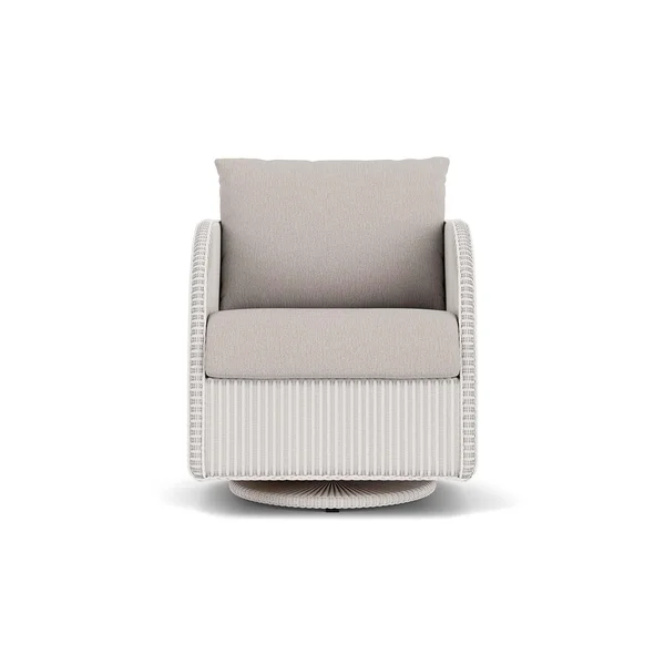 Essence Lloyd Loom Swivel Glider Club Chair in White/Remy Cloud by Lloyd Flanders