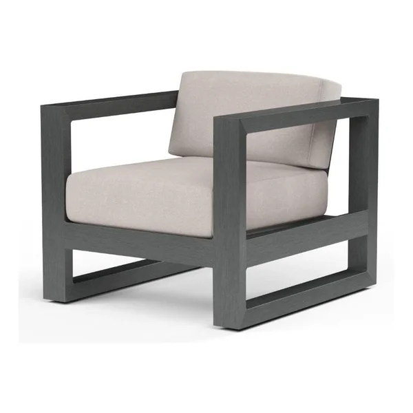 Redondo Aluminum Club Chair in Slate/Canvas Natural by Sunset West
