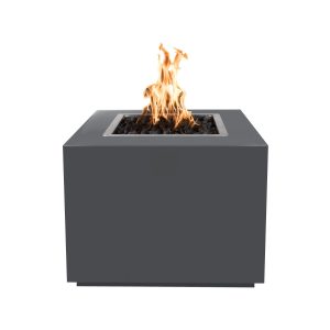 Forma 36 Inch Square Powder Coated Steel Natural Gas Fire Pit w/ Glow Plug in Gray by The Outdoor Plus