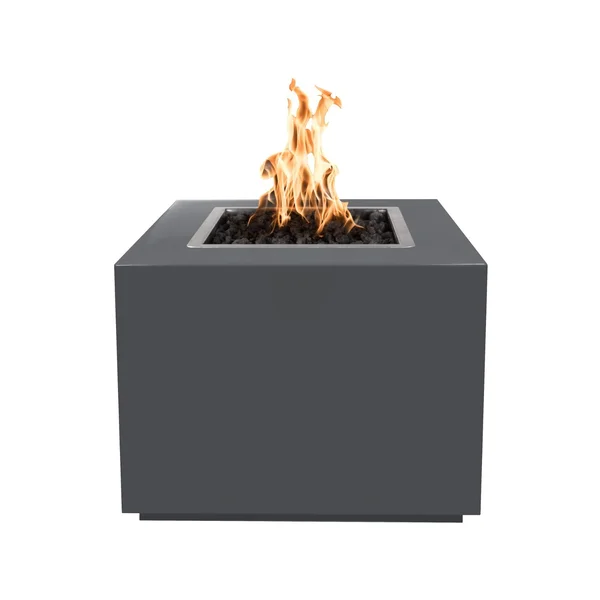 Forma 30 Inch Square Powder Coated Steel Propane Fire Pit w/ Glow Plug in Gray by The Outdoor Plus