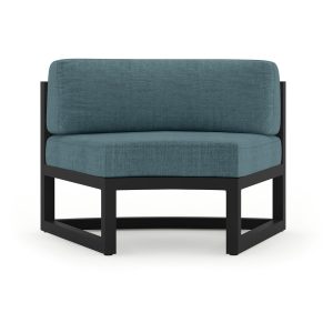 Misty Cove Aluminum Curve Seat - Set of 2 in Black/Cast Lagoon by Lakeview Outdoor Designs