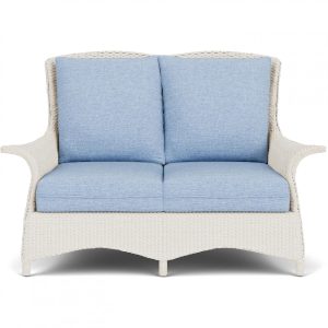 Mandalay Lloyd Loom Loveseat in Antique White/Demo Skyway by Lloyd Flanders