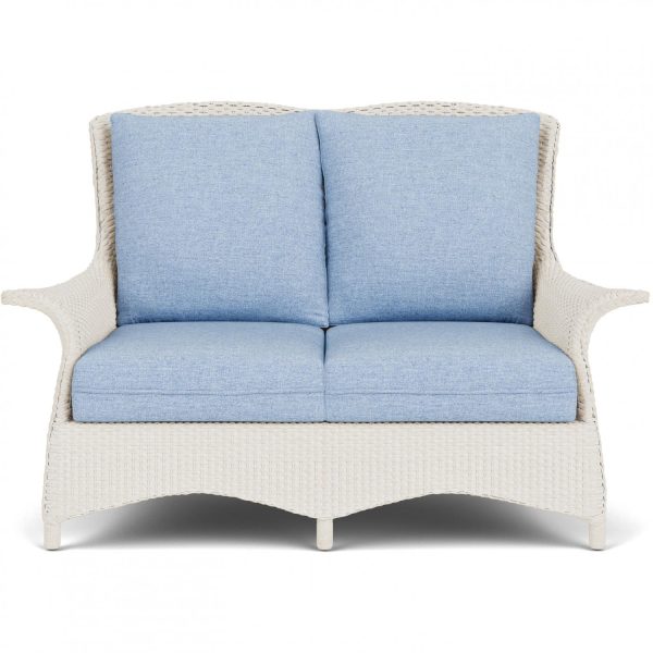 Mandalay Lloyd Loom Loveseat in Antique White/Demo Skyway by Lloyd Flanders