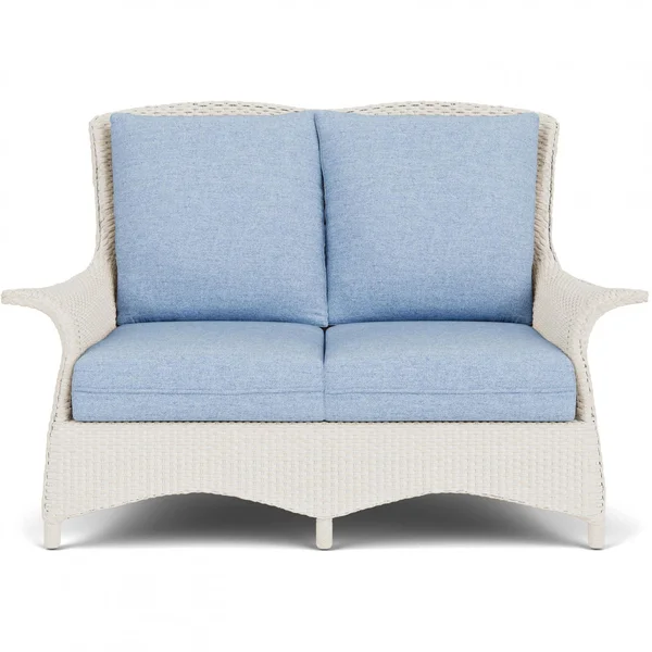 Mandalay Lloyd Loom Loveseat in Antique White/Demo Skyway by Lloyd Flanders