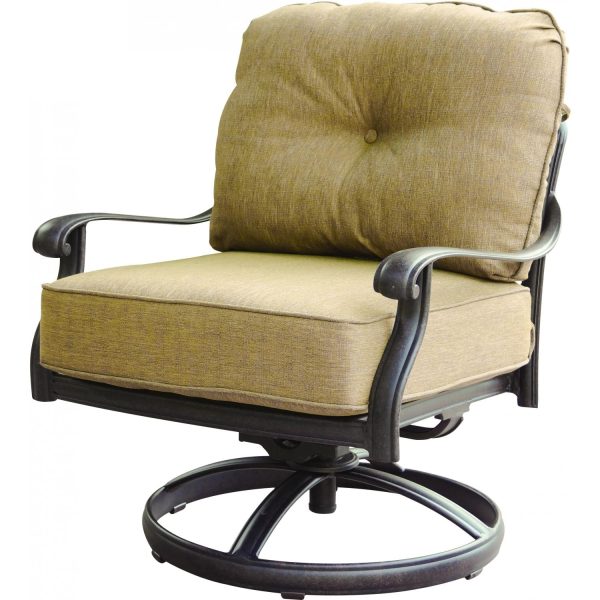Elisabeth Cast Aluminum Swivel Rocker Club Chair in Antique Bronze/Sesame by Darlee