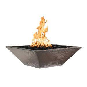 Maya 30 Inch Square Copper Natural Gas Fire Bowl w/ Key Valve by The Outdoor Plus