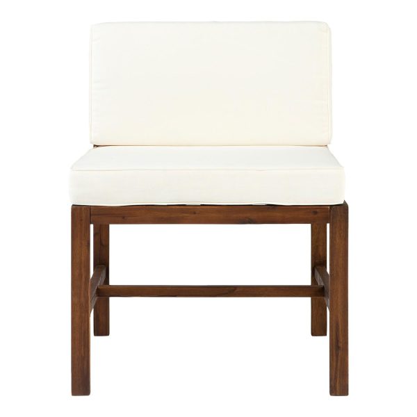 Bellelot Acacia Sectional Armless Club Chair in Dark Brown/Cream by Ultimate Patio