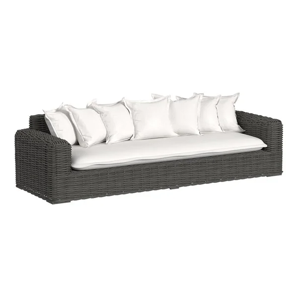 Cabo 3 Person Resin Wicker Sofa in Kahlua/Soothe Pearl by Sunset West