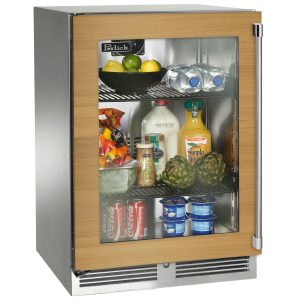 Perlick 24-Inch Signature Series Marine & Coastal Series Stainless Steel Panel Ready Glass Door Outdoor Refrigerator - Left Hinge - HP24RM-4-4L