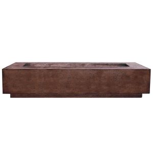 Cascata Bay 6 90 Inch Rectangular GFRC Propane Fire Pit Table in Cafe by Lakeview Outdoor Designs