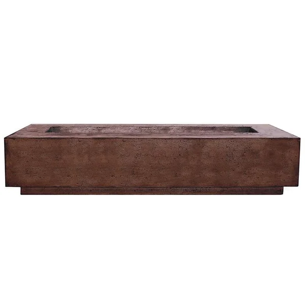 Cascata Bay 6 90 Inch Rectangular GFRC Propane Fire Pit Table in Cafe by Lakeview Outdoor Designs