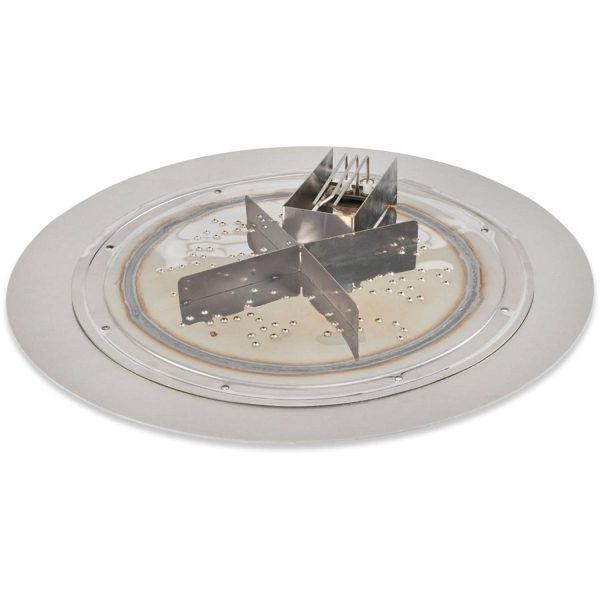The Outdoor GreatRoom Company Crystal Fire Plus 24 Inch Flat Round 55,000 BTU Natural Gas Fire Pit Burner Kit w/ Direct Spark Ignition - Stainless Steel