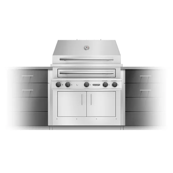 Kalamazoo K750HB Hybrid Fire Three Burner Marine Grade Built-In Bulk Propane Grill W/ Two Meat & One Plancha Grill Surface Grates