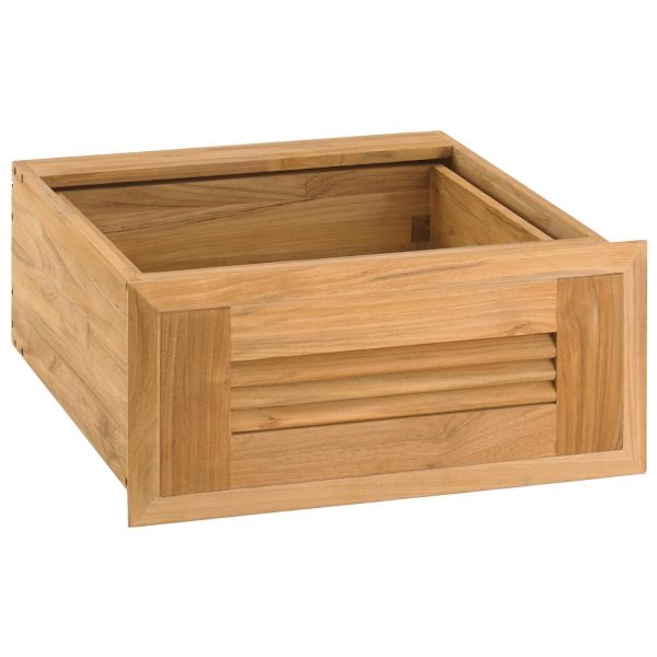 Pacific Teak Louvered 18-Inch Teak Wood Single Access Drawer - UD1-18L