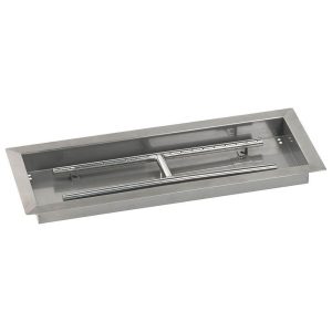 BBQGuys Signature 24 X 8-Inch Stainless Steel Rectangular Drop-In Pan W/ Built-In Propane Gas H-Burner - SS-AFPP-24-LP