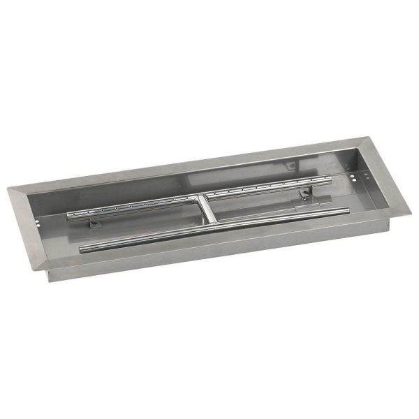 BBQGuys Signature 24 X 8-Inch Stainless Steel Rectangular Drop-In Pan W/ Built-In Propane Gas H-Burner - SS-AFPP-24-LP