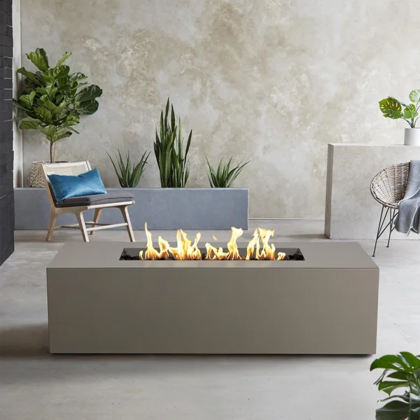 Covewood 72 Inch Rectangular Aluminum Propane Fire Pit Table in Gray by BBQGuys Signature