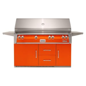 Alfresco ALXE 56-Inch Freestanding Natural Gas All Grill On Refrigerated Cart With Sear Zone And Rotisserie in Luminous Orange - ALXE-56BFGR-NG-S2005