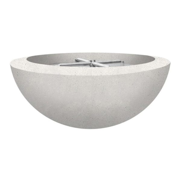 Valley Bay 29 Inch Round GFRC Propane Fire Bowl in White by Lakeview Outdoor Designs
