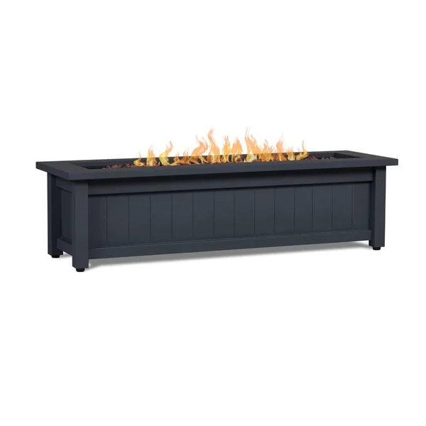Cabin Way 50 Inch Rectangular Powder Coated Steel Propane Fire Pit Table in Gray by Lakeview Outdoor Designs