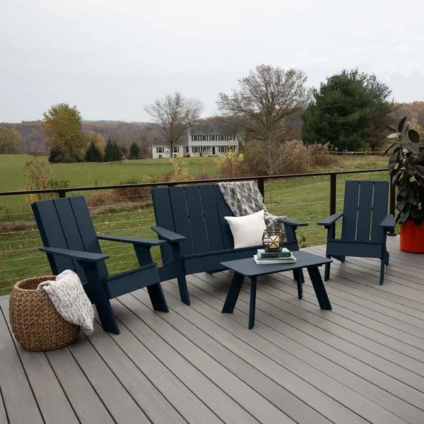 Classical Cove 4 Pc Set Recycled Plastic Seating Set in Federal Blue by Lakeview Outdoor Designs