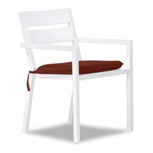 Calm Bay Aluminum Dining Arm Chair in White/Canvas Henna by Lakeview Outdoor Designs