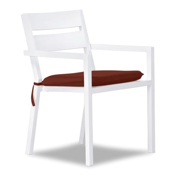 Calm Bay Aluminum Dining Arm Chair in White/Canvas Henna by Lakeview Outdoor Designs