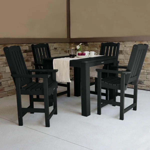 Hart Lane 5 Pc Recycled Plastic Square Counter Height Dining Set in Black by Lakeview Outdoor Designs